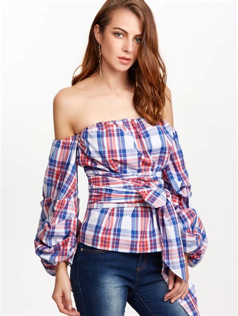 gucci off the shoulder plaid